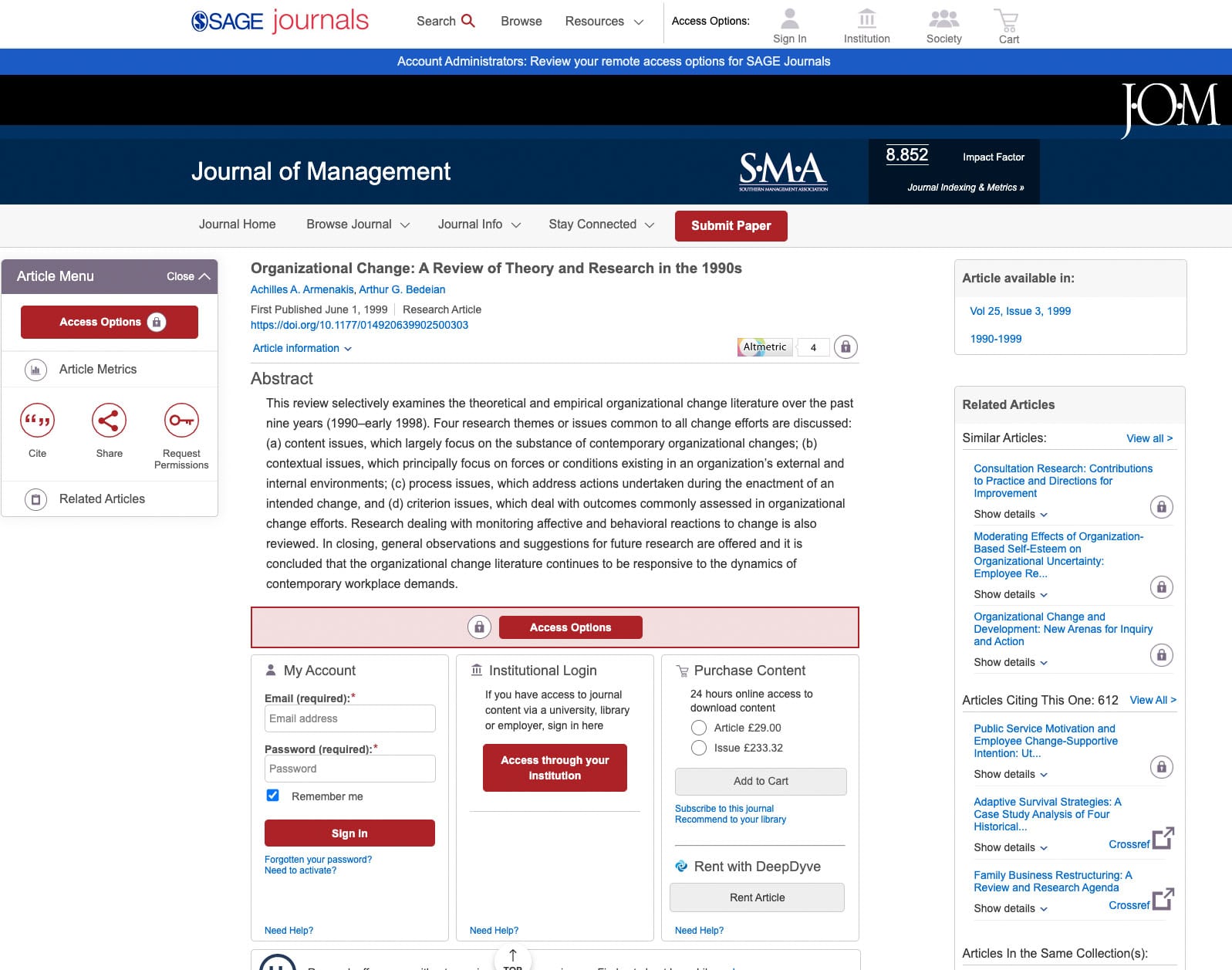 Journal of Management - Organizational Change